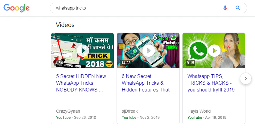 whatsapp tricks google search screenshot
